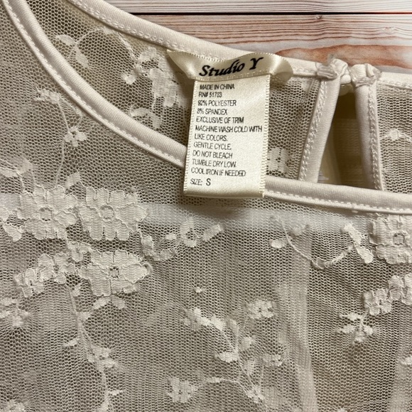 Studio Y Lace Tie Dressy Blouse Top Small - Picture 3 of 5